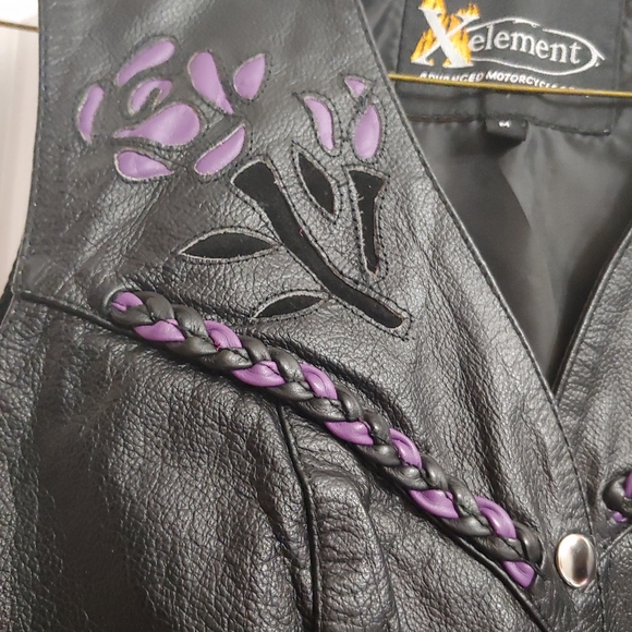 Xelement  Women's Black Leather Biker Vest - Picture 4 of 9